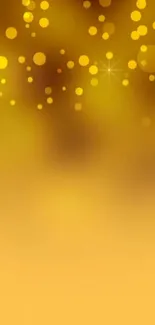 Golden bokeh wallpaper with sparkling circles and smooth gradient for mobile.