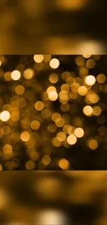 Golden bokeh effect wallpaper with soft lights.