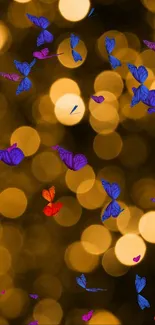 Elegant golden bokeh wallpaper with soft, glowing circles.