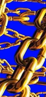 Golden chains intertwined on royal blue background
