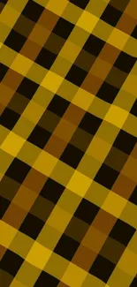 Golden checkered geometric pattern mobile wallpaper.