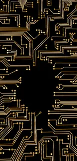 Golden circuit board wallpaper for mobile background.