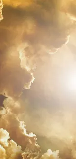 Golden clouds and sunlight wallpaper for mobile devices.