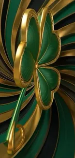 Golden clover spiral with elegant design.