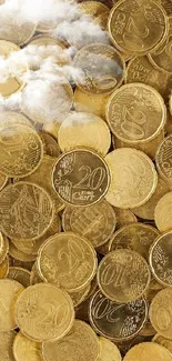 Golden coins scattered abundantly, symbolizing wealth.