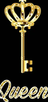 Mobile wallpaper with a golden crown key on a black background.