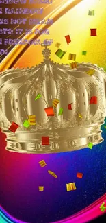 Golden crown with rainbow background wallpaper.