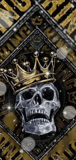 Gothic skull with gold crown mobile wallpaper.