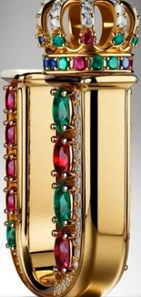 A golden crowned jewel mobile wallpaper with vibrant gemstones.