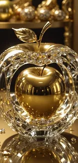 Golden crystal apple with luxurious design.