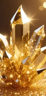 Golden crystal formations sparkling brightly