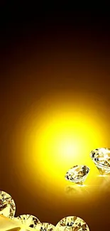 Golden diamonds with glowing background wallpaper