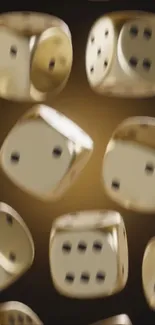 Gold dice in an abstract pattern on a mobile wallpaper.