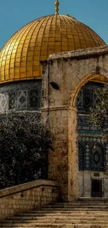 Golden Dome of the Rock in Jerusalem captured elegantly for mobile wallpaper.