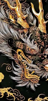 Artistic golden dragon with intricate details.
