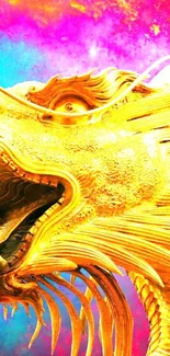 Vibrant fantasy artwork with a golden dragon.