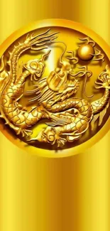 Golden dragon design on mobile wallpaper background.