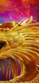 Golden dragon with vibrant background as phone wallpaper.