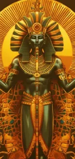 Elegant artwork of an Egyptian deity with golden accents.