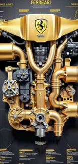 Golden detailed engine wallpaper for phones.