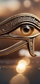 Intricate golden Eye of Horus design wallpaper.