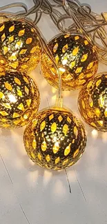 Golden decorative lights for festive ambiance.