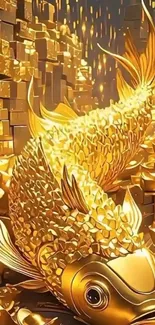 Golden koi fish in an ornate fantasy setting.