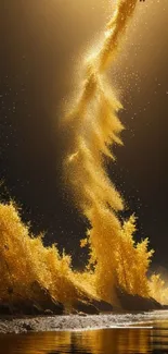 Golden abstract flow on dark background, creating a captivating visual effect.