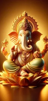 Golden Ganesh art wallpaper for mobile