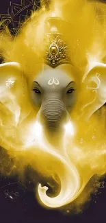 Golden artistic Ganesha on mobile wallpaper