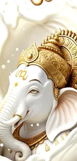 Golden Ganesha artwork with intricate details.