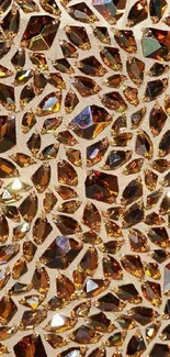 Intricate golden gemstone pattern for mobile wallpaper.