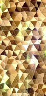 Golden geometric mobile wallpaper with intricate triangle patterns.