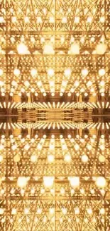 Radiant geometric pattern with golden lights.
