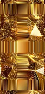 Luxurious gold geometric wallpaper for mobile screen.