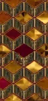 Golden geometric pattern wallpaper with rich textures.