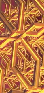 Golden geometric pattern wallpaper design.