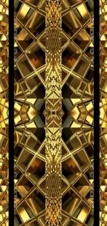 Gold geometric patterned phone wallpaper.