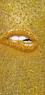 Golden glitter lips mobile wallpaper with sparkling design.