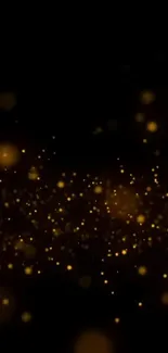 Captivating golden glitter wallpaper on a rich black background for mobile devices.