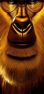 Golden gorilla art wallpaper with bold detailing.