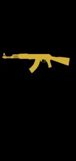 Golden gun silhouette on black mobile wallpaper.