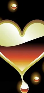 Golden heart with red gradient on dark background.