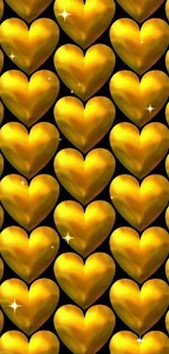 Golden hearts pattern wallpaper with a luxurious appeal.