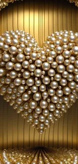 Pearl heart on a golden background wallpaper