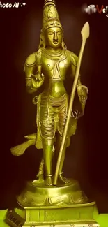 Golden Hindu deity sculpture on a dark background, perfect for phone wallpaper.