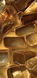 Golden ice cubes with a luxurious shine