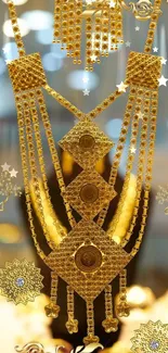 Elegant golden jewelry design wallpaper for phones.