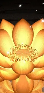 Golden lotus blossom creating serene ambiance.