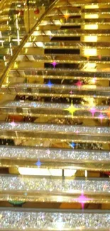 Luxurious golden staircase with sparkling steps.